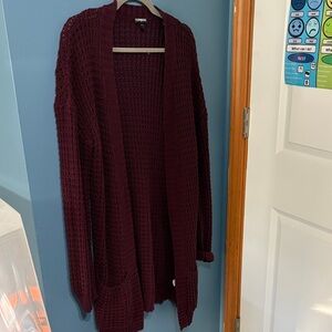 Express Deep Burgundy Knit Cardigan